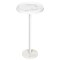 White Marble Side Table, Adjustable Height Round End Table with Raised Edge Tray for Small Spaces
